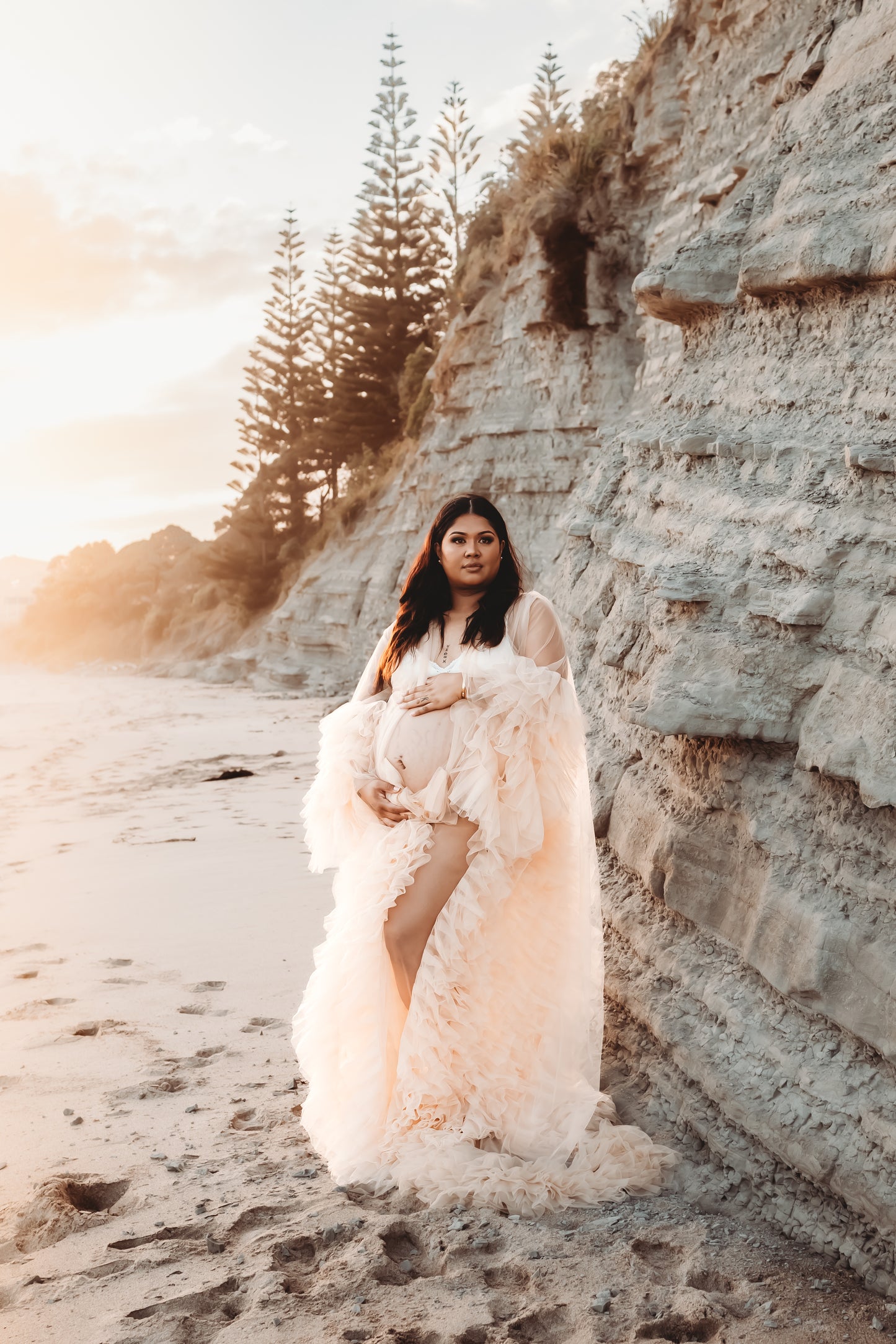 Tulle Beige Statement Robe | Size 8-16