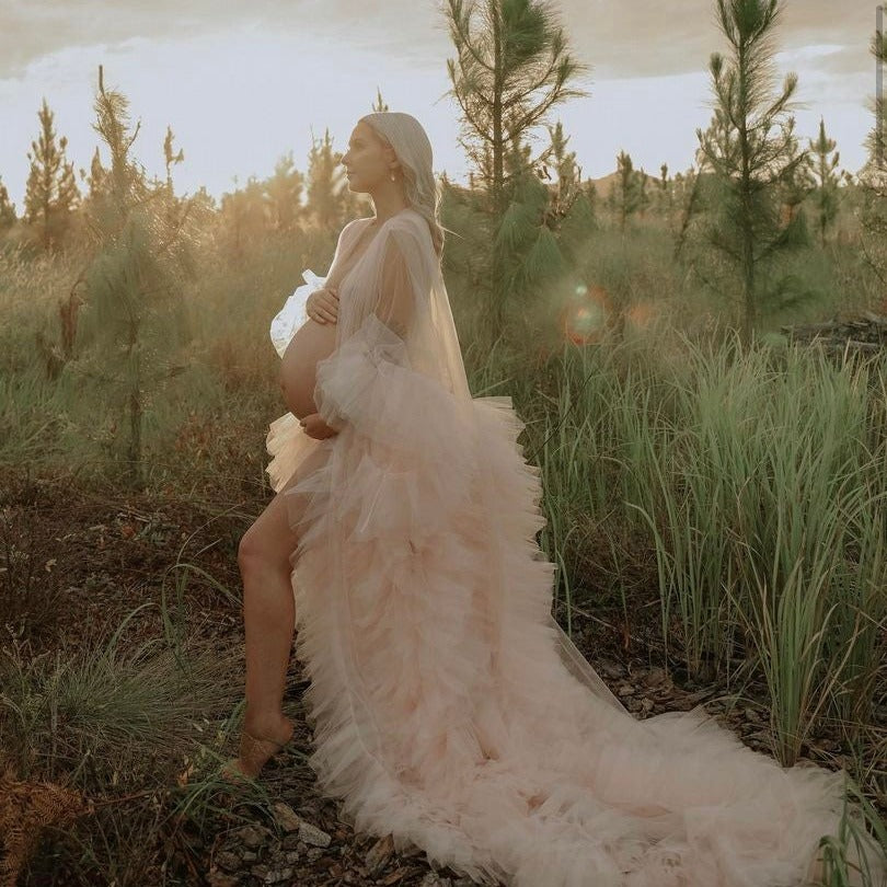 Tulle Beige Statement Robe | Size 8-16