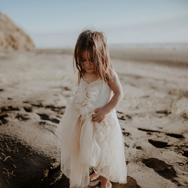 Ruffled Tulle Tutu Dress | Natural | Size 5